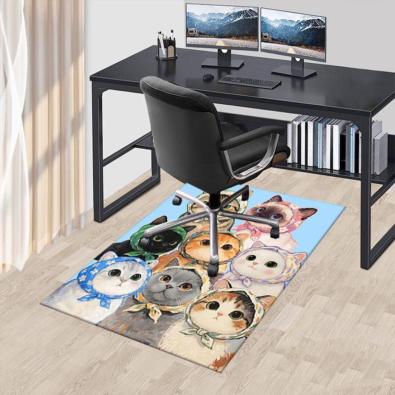 

1pc Cute Cat Bandana Print Office Chair Mat - Non-Slip Carpet for Home and Office Use, Festive Gift Idea.P038 60cm by 90cm