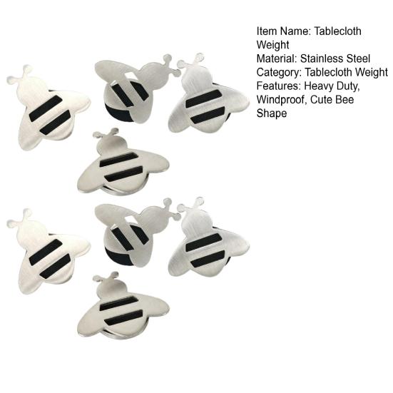 8Pcs/Set Bee Magnetic Tablecloth Weight Heavy Duty Stainless Steel Windproof Dining Table Cover Pendant Refrigerator Magnet Home Supplies