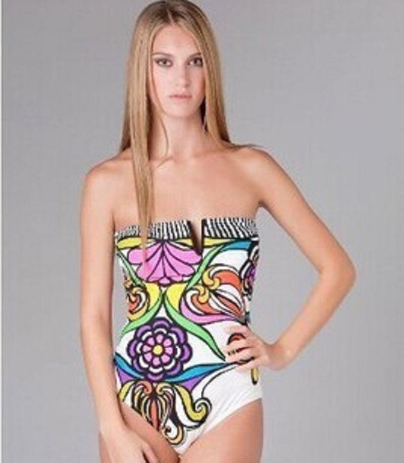Bohemian Floral Vintage Printed One Piece Sexy Bathing Bikini Suit Summer Women
