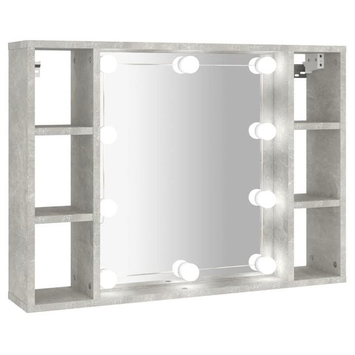 Armoire à miroir - vidaXL - 808859 - Gris béton - LED - 76x15x55 cm