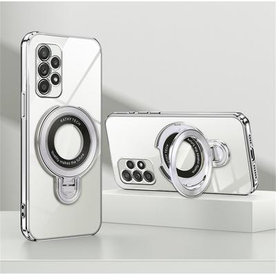 Luxuriöse Transparente Beschichtung Magnetische Halterung Hülle Für Samsung A53 A13 A23 A33 A52 A32 A22 A12 A72 A73 4G 5G Ständerhalter Abdeckung