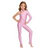 Girls Cat Cosplay Leotard Jumpsuit Sparkly Rhinestones Asymmetrical Sleeves with Tail Long Pants and Bowtie for Halloween Costume Party