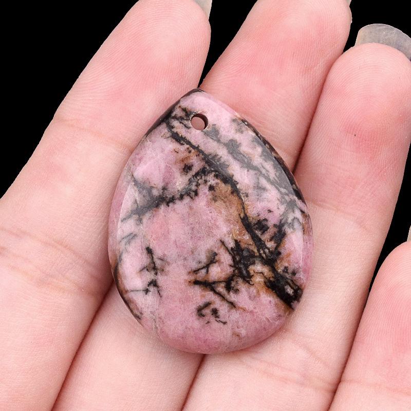 Natural Agate & Amethyst Crystal Pendant - Rose Quartz Water Drop, 25x33mm DIY Jewelry Charm