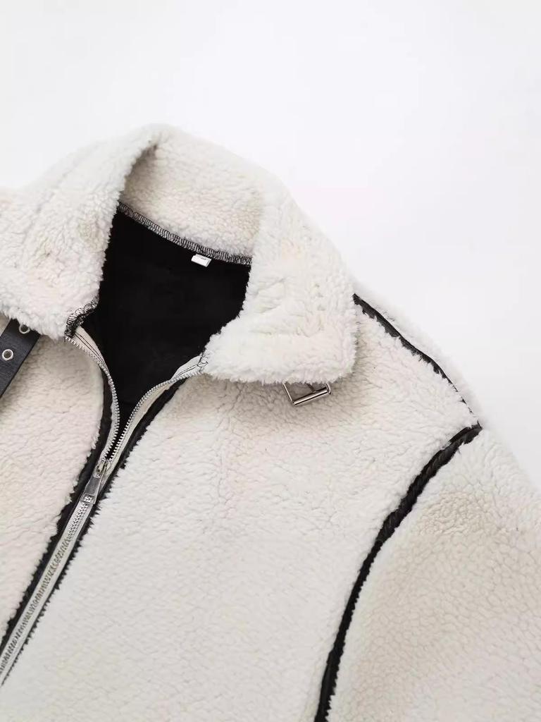 2023 Autumn Y2K Women's Lambswool Spliced One-Piece Jacket - Unique European & American Style