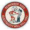 Electric Shock Warning Vinyl Sticker: 'Danger! Keep Children Away from Electricity'