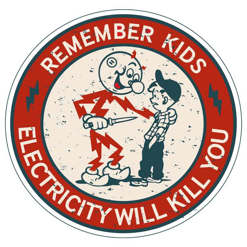 Electric Shock Warning Vinyl Sticker: 'Danger! Keep Children Away from Electricity'