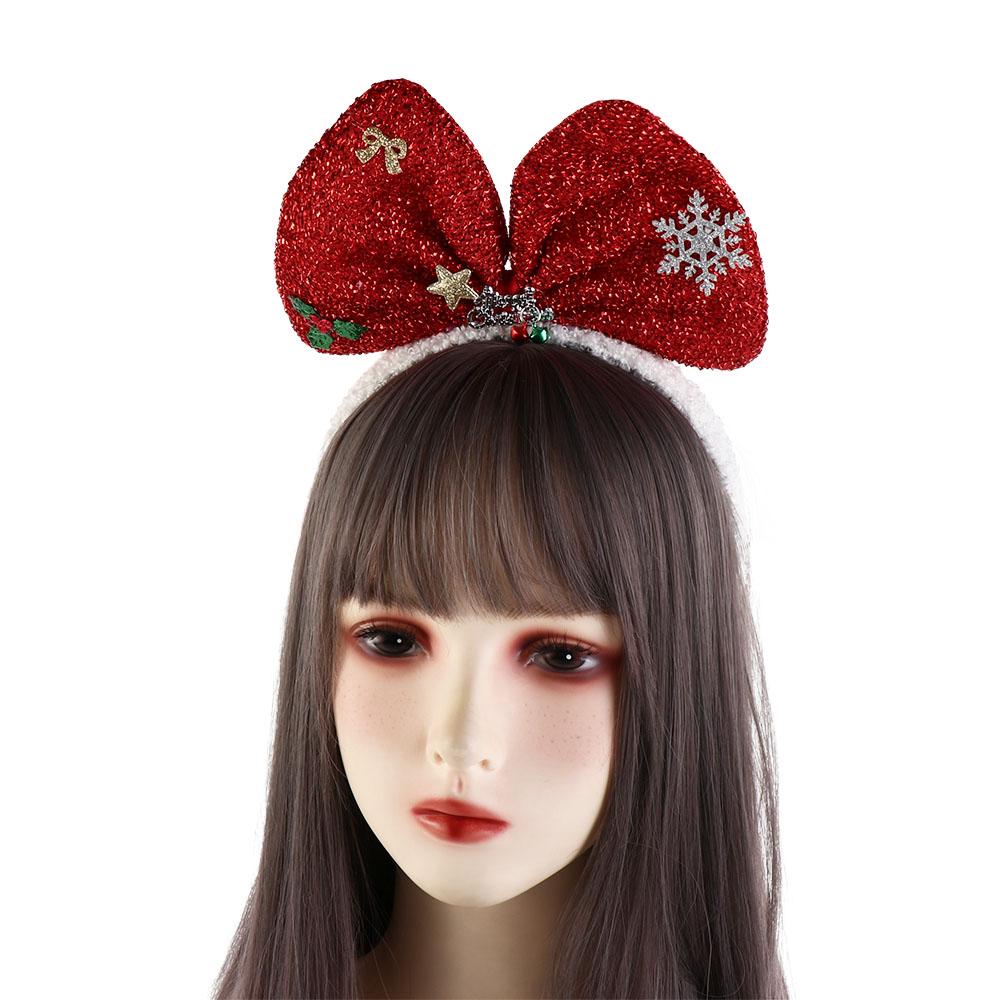 Non-slip Bowknot Hair Hoop Plush Christmas Headband Elegant Christmas Hairband Girls