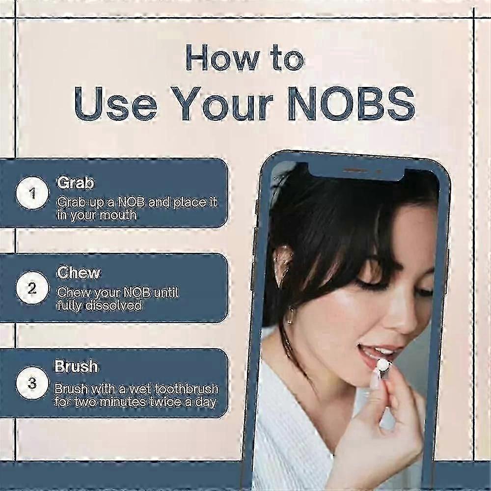NOB Toothpaste Tablets - Nano Hydroxyapatite, Fluoride-Free, Eco-Friendly, and Travel-Friendly - Remineralized with NHA (62 Pcs/box)
