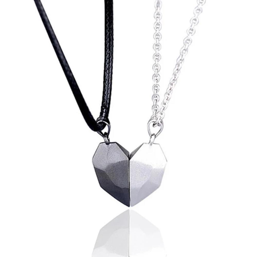 

Good Simple Quality Couple Pendant Necklace Electrocardiogram,Magnetic Heart,Pendant Splicing Necklace Valentine s Day Gift