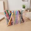 Transparent Makeup Brush Holder 3 Grids Stationery Storage Box Pen Display Case  for Living Room