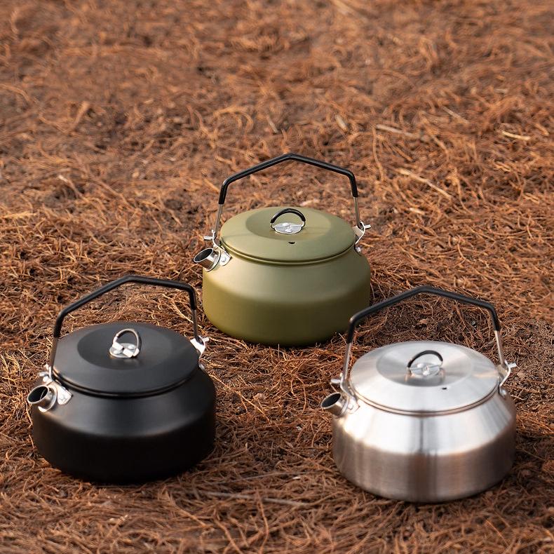 Portable Outdoor Camping Kettle: 304 Stainless Steel Teapot with Foldable Stove