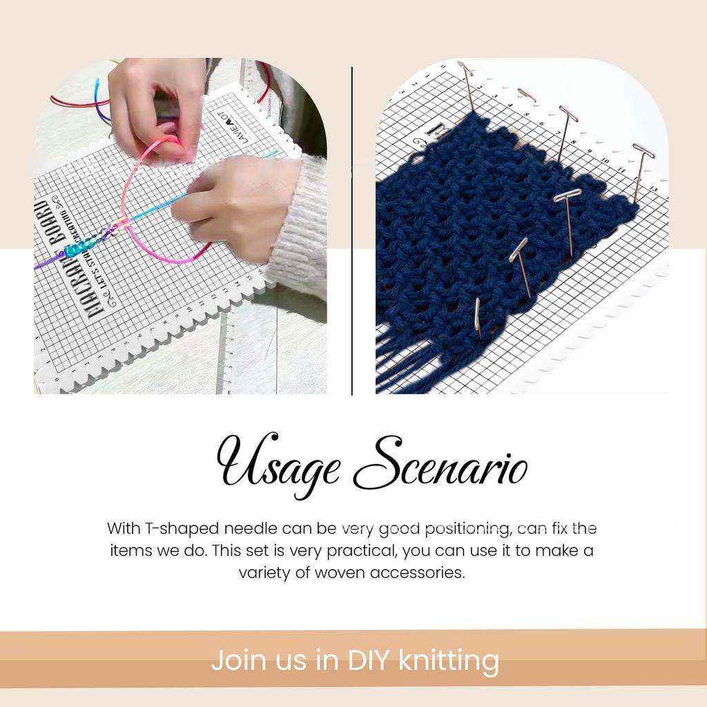 Creative Macrame Board Handcraft Knitting String Grided Boards Mat DIY Woolen Yarn Braided Fixed Tool Knotting Needle