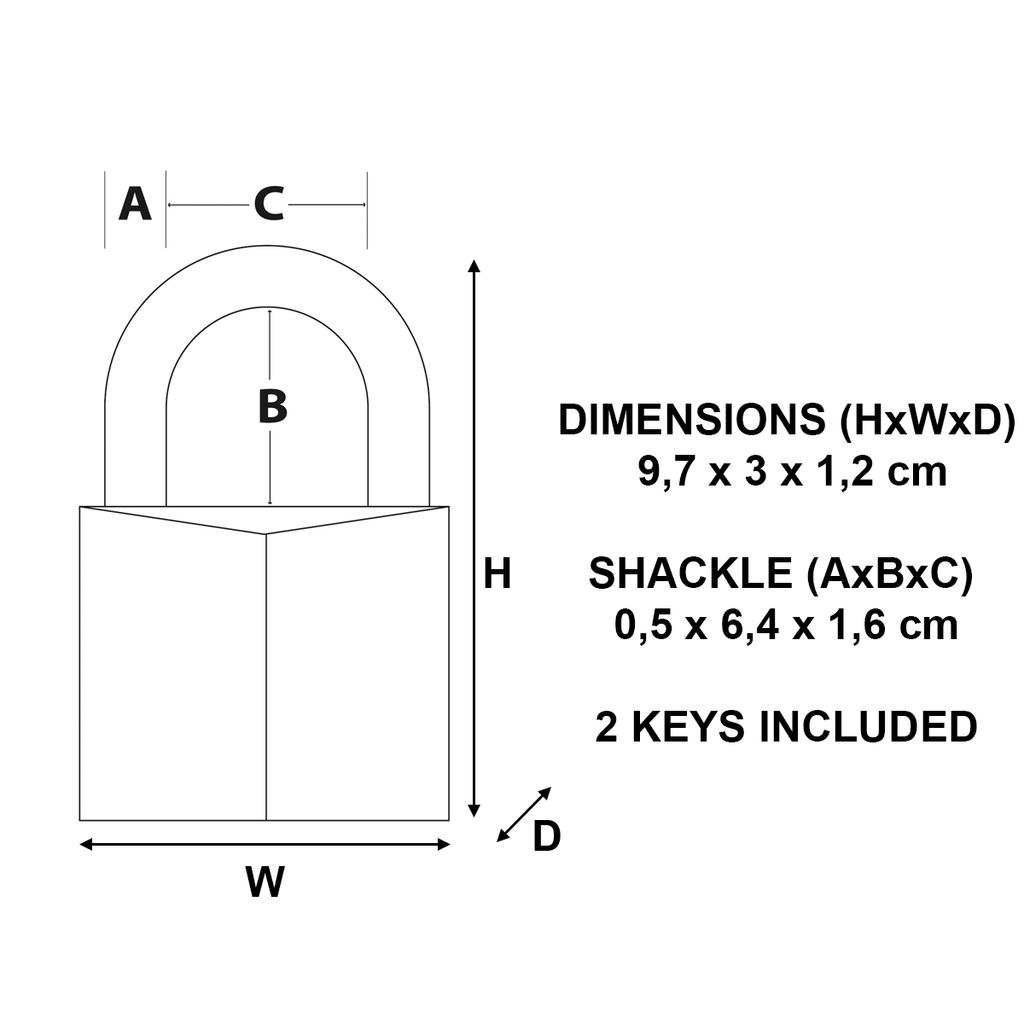 Master Lock 639EURDLJ Marine Padlocks with Key and Long Shackle, Grey, 9,7 X 3 X 1,2 Cm