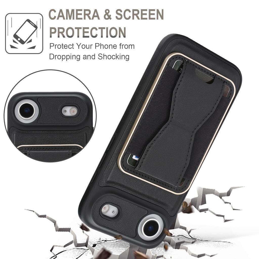 For iPhone Air Case Compatible with MagSafe Leather Back Phone Cover with Detachable Card Holder Kickstand