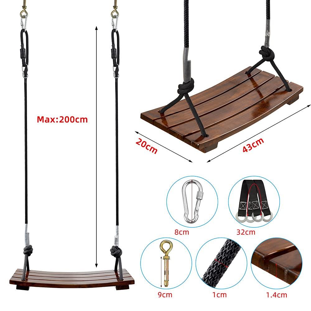 Leweet Wooden Swing Outdoor Swing Adult Outdoor Play Equipment Swing Indoor Hanging Handmade Swing Children Swing Indoor Play Equipment Swing Load