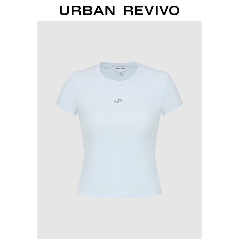UR Women s Pastel Shell Embroidered Slim-Fit T-Shirt L