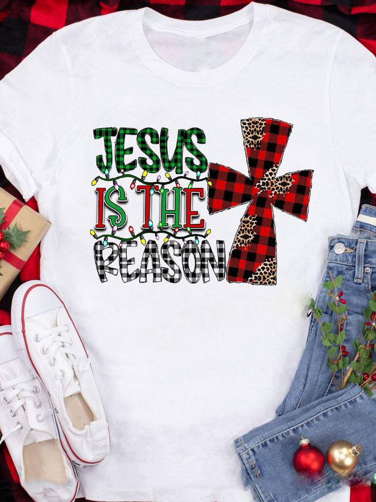 (Asian Size) Tee Top festival  Merry Christmas New Year Holiday Casual tree cute 90s Women Print Lady Short Sleeve Fashion Graphic T-shirts