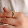 Oval Cut Blue Sapphire Signet 925 Sterling Silver Yellow Gold Overlay Ring Jewelry