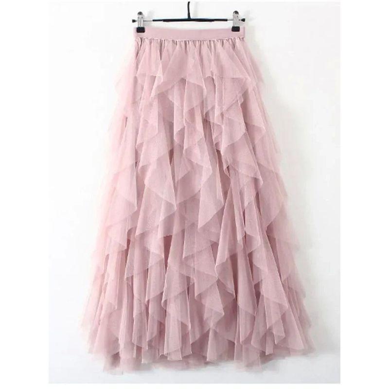

High Waisted Pleated Skirt with Mesh Skirt High Waist Pleated Skirt Mesh Skirt Pink One size
