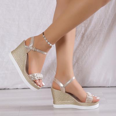 Fashion Women's High Heel Wedge Sandals 2024Summer New Ankle Strap Open Toe Sandals for Women Outdoor Dress Office Ladies Heeled Shoes