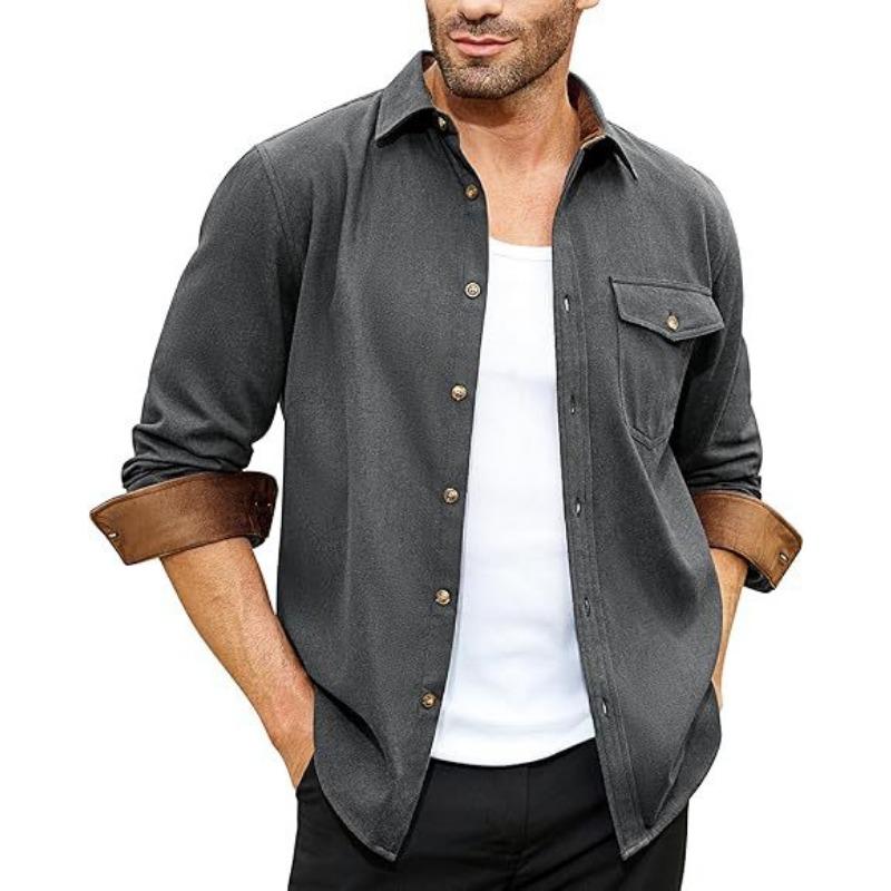 Men S Long Sleeve Solid Color Casual Vacation Shirt