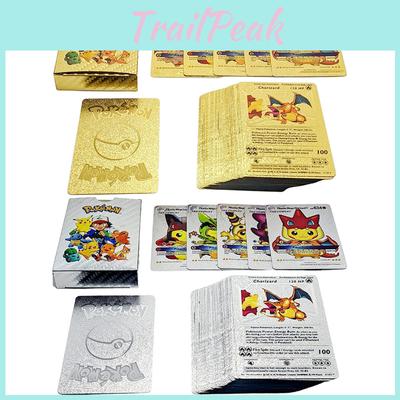 Cartões Dourados Carta de Energia de Metal Coleção Charizard Pikachu Carta de Batalha