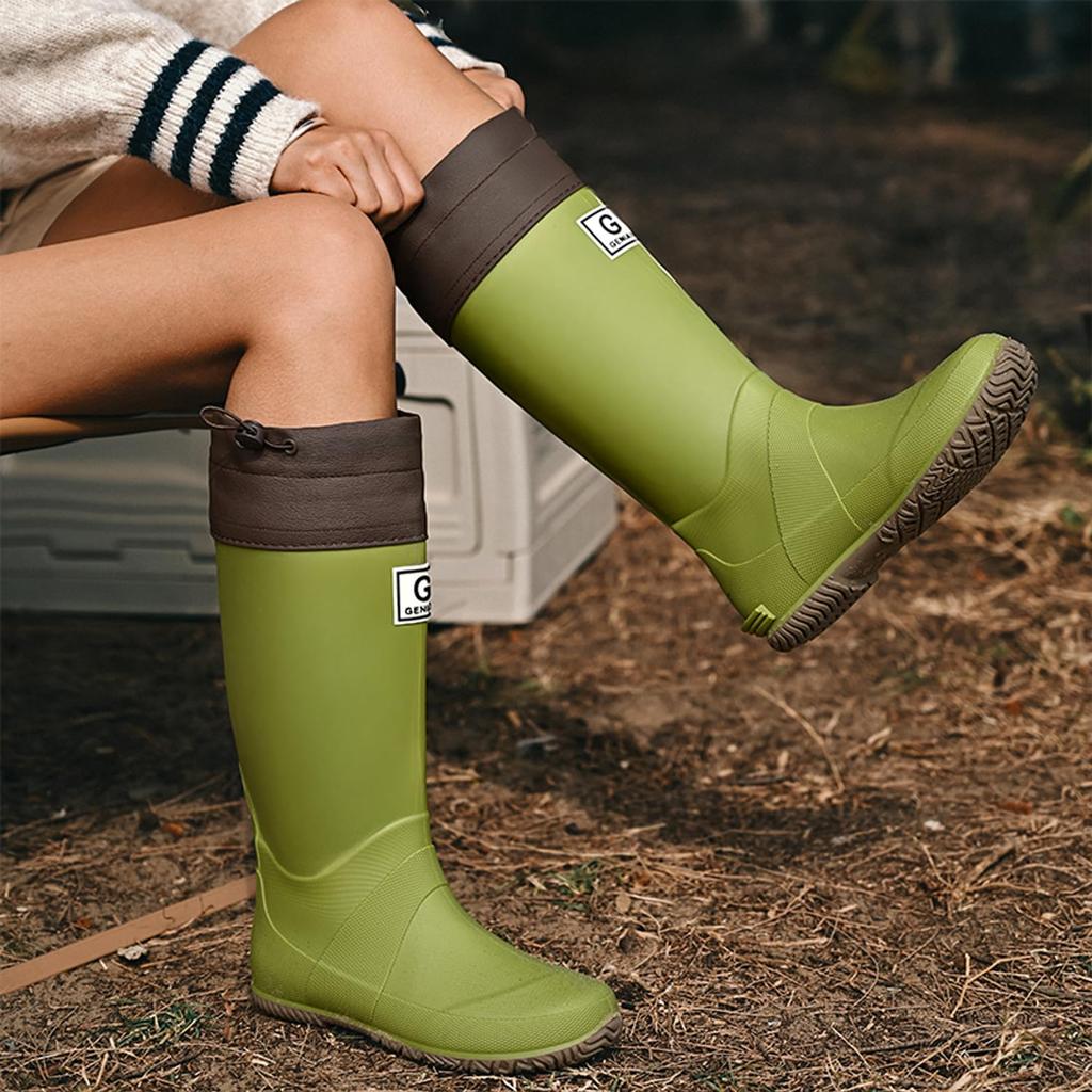 Rain boots for rain work waterproof rain cm [MISIKEKE] men, shoes, boots, women's, shoes, boots, lightweight, foldable, non-slip, unisex, green, 25.0