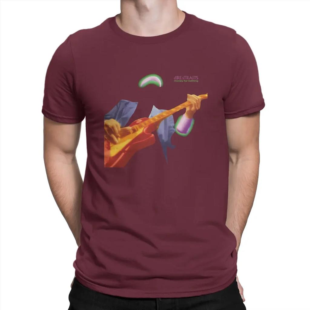 Funny Money For Nothing Music T-Shirts Men O Neck 100% Cotton T Shirts Dire Straits Band Short Sleeve Tees  Clothes
