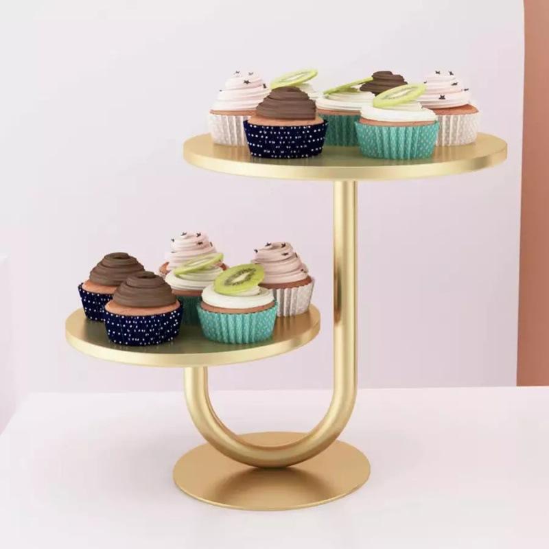 2-Tier Gold Metal Cake Stand/cupcake Stand for New Year Party, Christmas, Graduation Decoration Gift Cake Stands Hdd