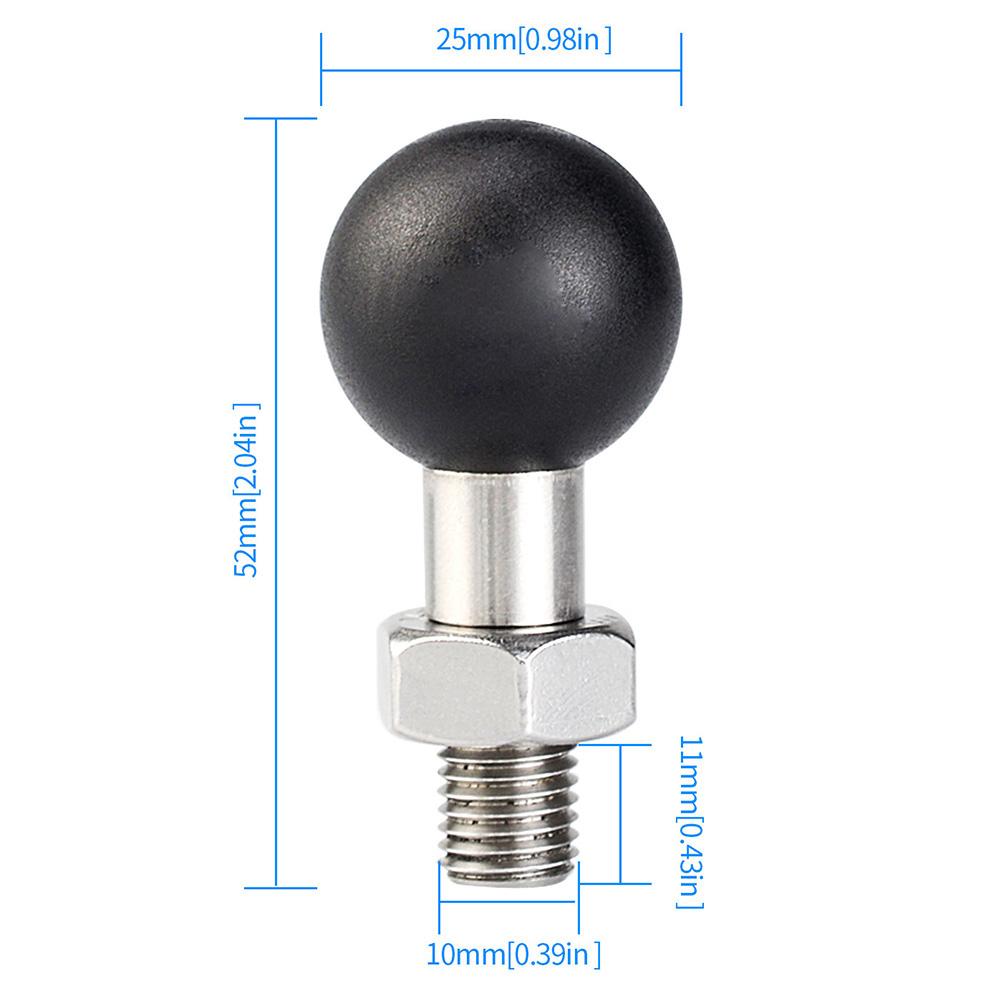 1 Inch M8 M10x1.25 Male Thread Mount M10 M8 Screw Motorcycle Handlebar Base Bolt M8 M10 Ball Head Adapter for Motorcycle Mount