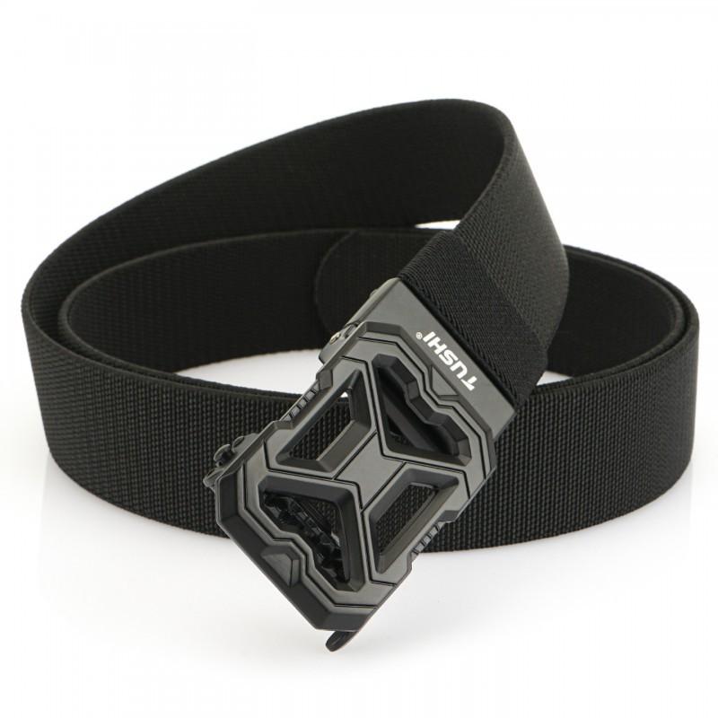 Outdoor Elastic Knitted Automatic Buckle Waist Belt Men's Canvas Sports Nylon Trousers