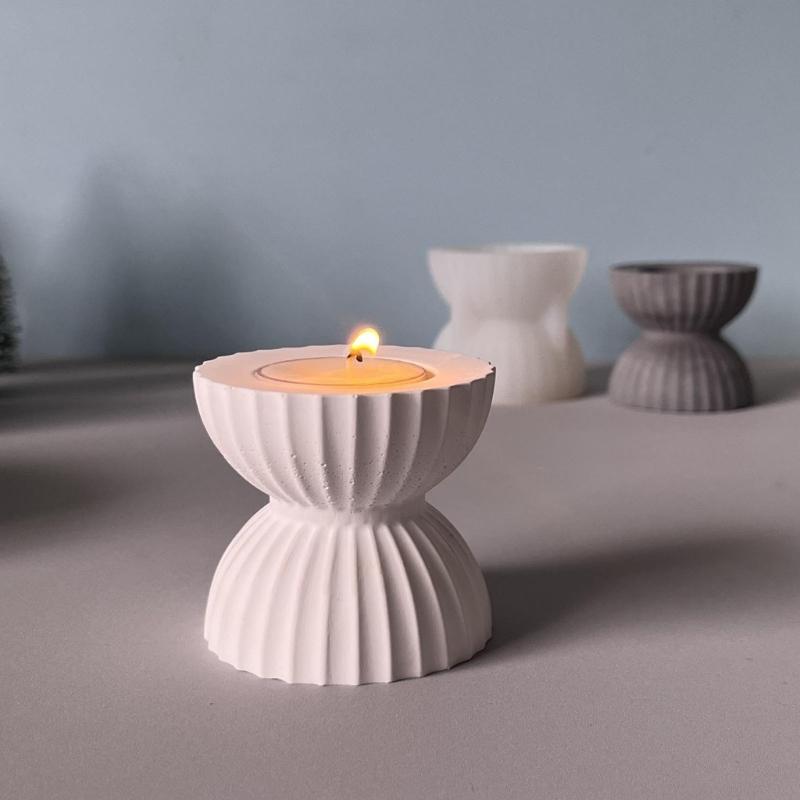 Funnel Silicone Candle Stand Mould For Epoxy Resin Tealight Holder Decoration Striped Funnel Candlestick Silicone Molds