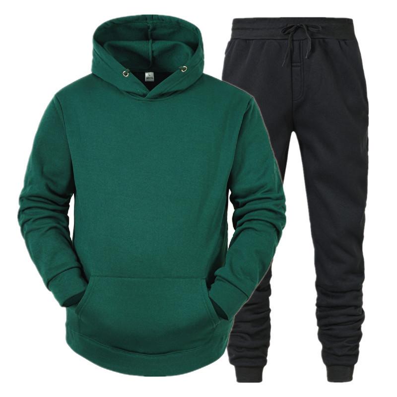Herbst Hoodie Anzug Einfarbiger Pullover Sport 2-teiliger Anzug