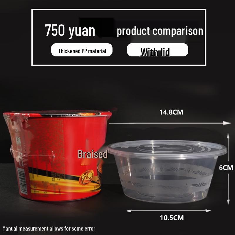 

Lantuan 750ml Round Transparent Disposable Takeaway Food Containers with Lids