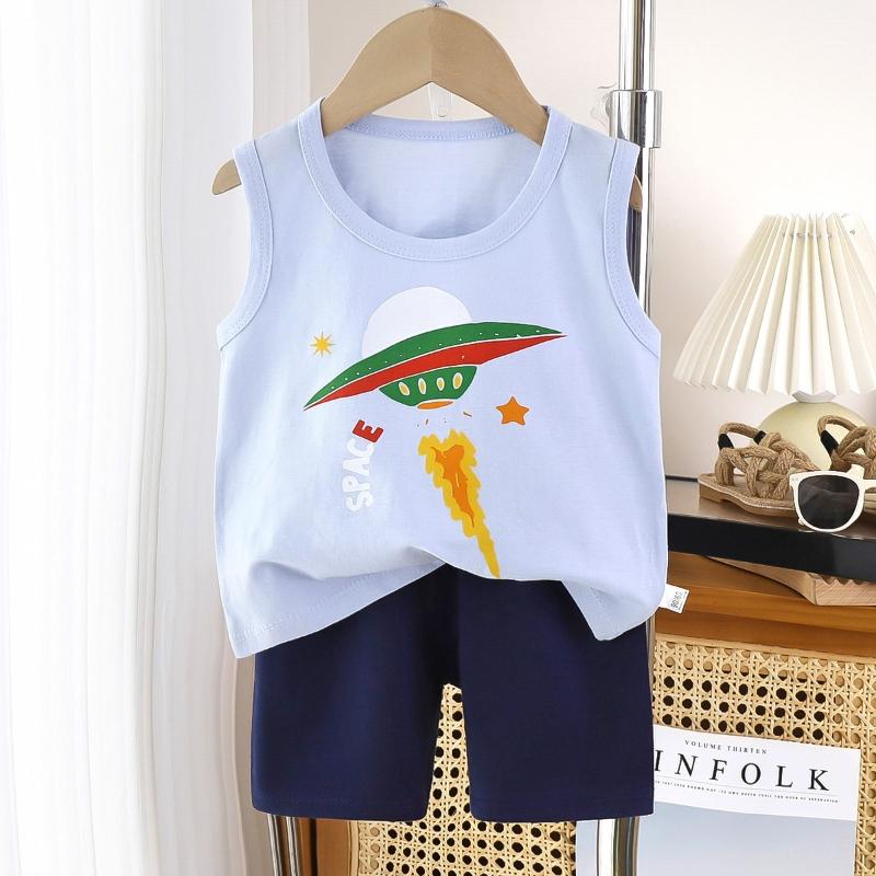 2pcs/set Children Sets Kids Cartoon Vest Suit Summer Sleeveless Tank Tops + Shorts Set Toddler Baby Boys Girls Outfits Clothes