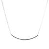 Genuine 925 Sterling Silver Curved Bar Motif Charm Necklace Pendant for Men and Women. Simple, Thin, Small Chain Set with Pouch. Comes with a