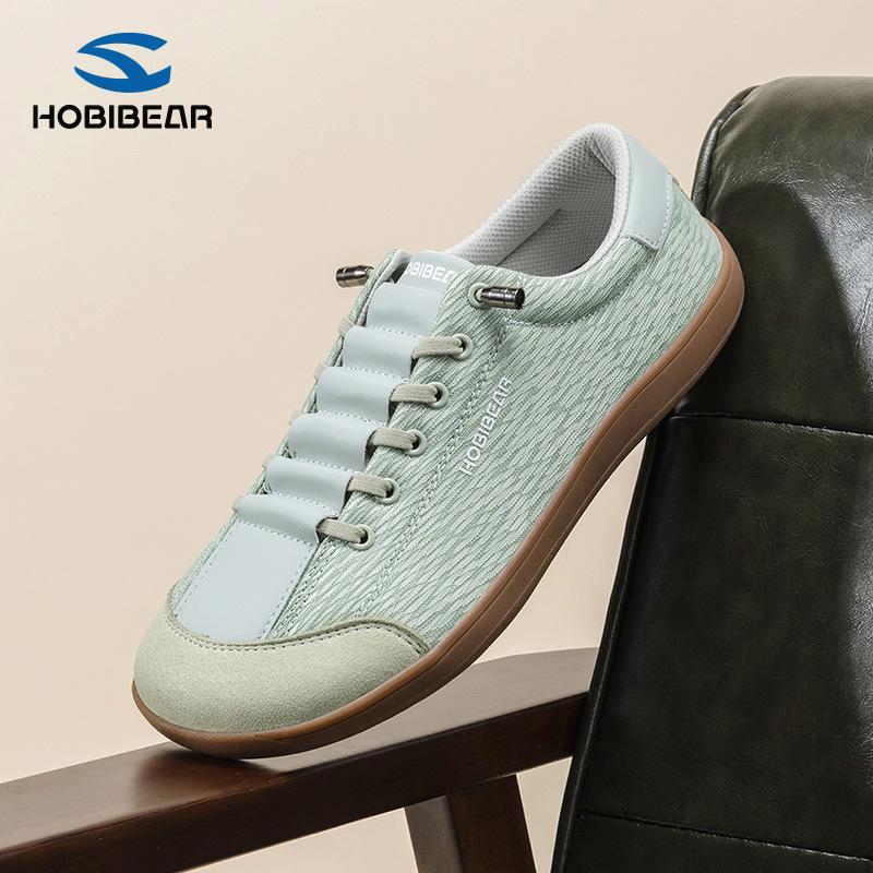 HOBIBEAR Leather Barefoot Shoes Lightweight Wide Toe Box Zero Drop Slip-on Shoes for Women and men