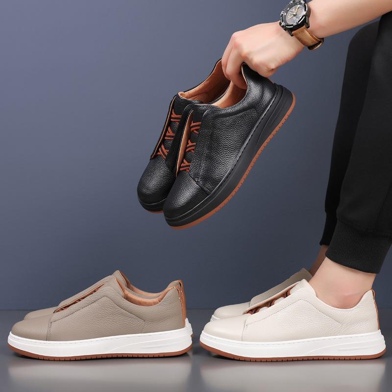The First Layer of Cowhide New Men's Casual Shoes Genuine Leather Men's Little White Shoes Foot Cover Fashion Versatile Men's Shoes Breathable Shoes