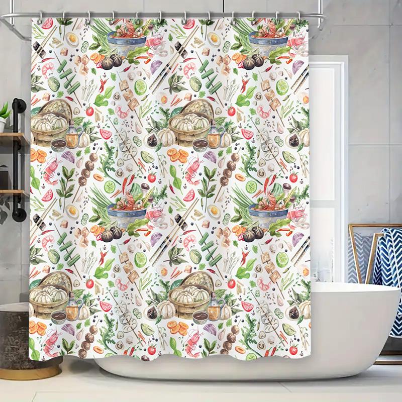 

Kitchen Decor Shower Curtain Waterproof Fabric Vegetables Pattern Home Decoration Bathroom Accessories Modern Design Watercolor 90x180cm