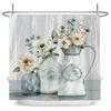 Chinese Flower Bird Shower Curtains Set Printing Waterproof Polyester Leaves Shower Curtains Bathroom Home Decor Mat 180X200Cm