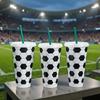10PCS Large Capacity Soccer Pattern Straw Cups Reusable Soccer Themed Tumbler Milk Tea Cup  Boys