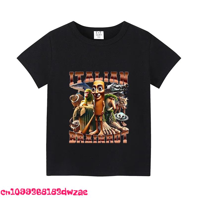 Children's T-shirt Cappuccino Assassino Short Sleeve Top Children's Fun Meme Cute T-shirt Summer Clothing