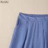 ZANZEA Women Casual Elastic Waist Loose Cropped Pants
