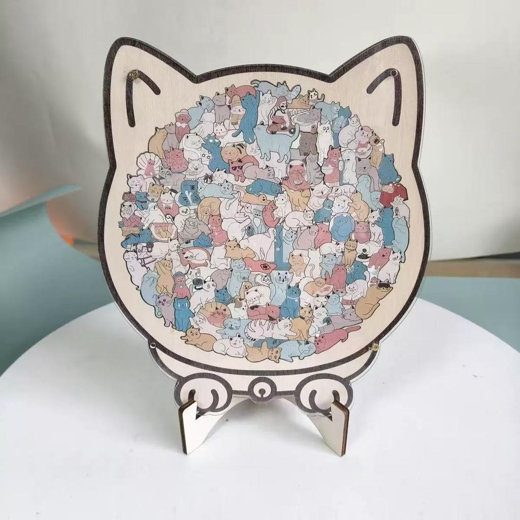 Cats Shaped Wooden Puzzle Morandi Puzzle