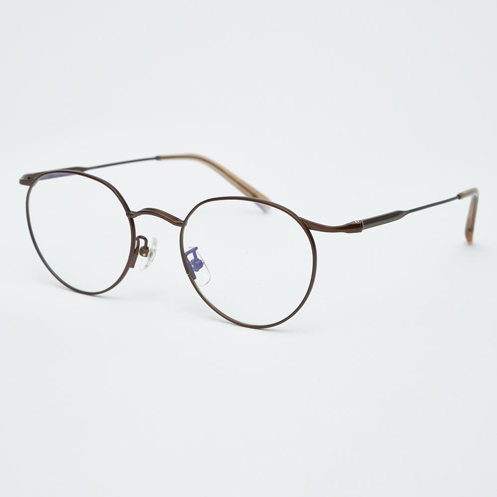 Alloaiweeo Al8402 1616M Titanium Brown Layered Bridge Eyeglass Frame Blue Light Lens Selection