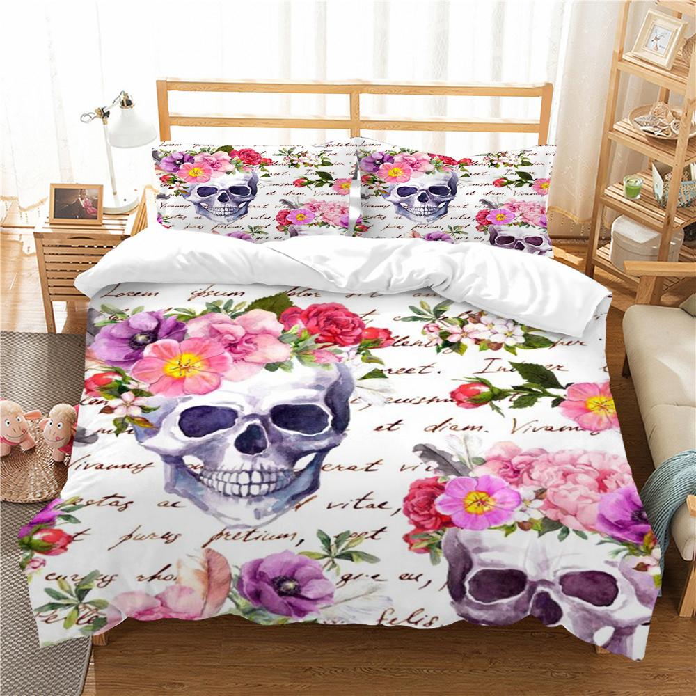Heimtextilien Totenkopf Druck Bettbezug Totenkopf Muster Bettwäsche Set Cover Design Kissenbezug Highend Mann Bett Set Einzelgröße Bettwäsche