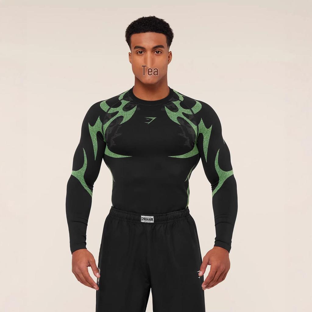 GYMSHARK Heren Storm Naadloos Lange Mouwen Sneldrogend Compressie Shirt voor Sport & Fitness