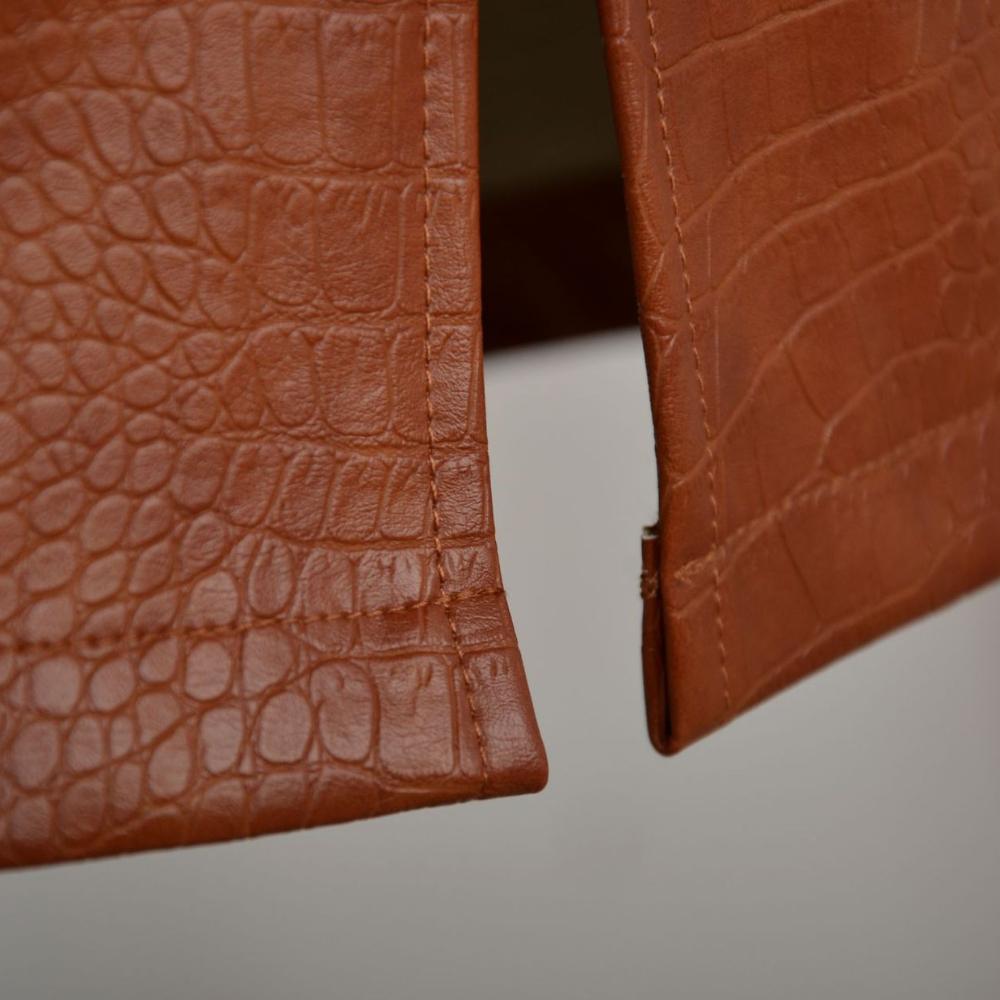 IHUASU Women's Fashion Crocodile Print Split PU Leather Zip Short Skirt Sexy High Waist A-line Solid Colour Hip Skirt