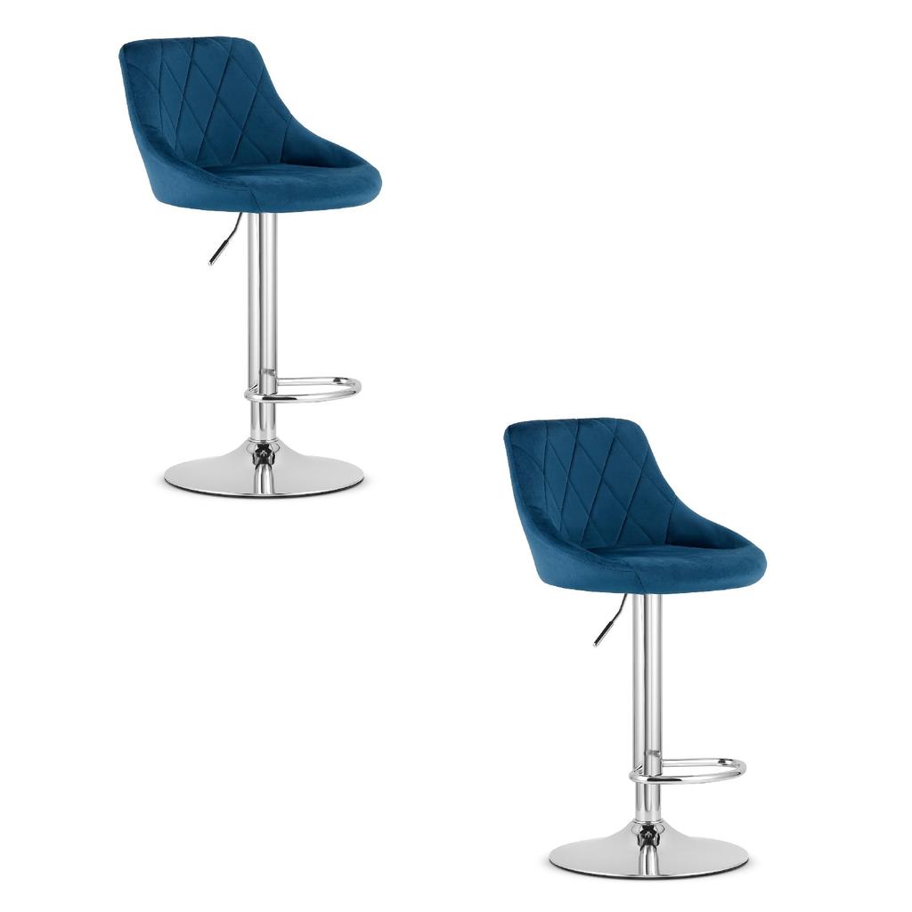 KAST stool - navy blue velvet / chrome base x 2