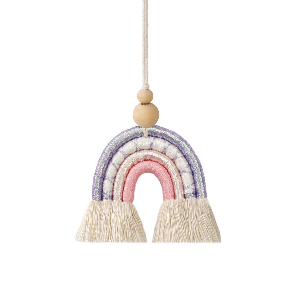 Bohemian Hand-Woven Rainbow Tassel Car Pendant Retro Decorative Charm